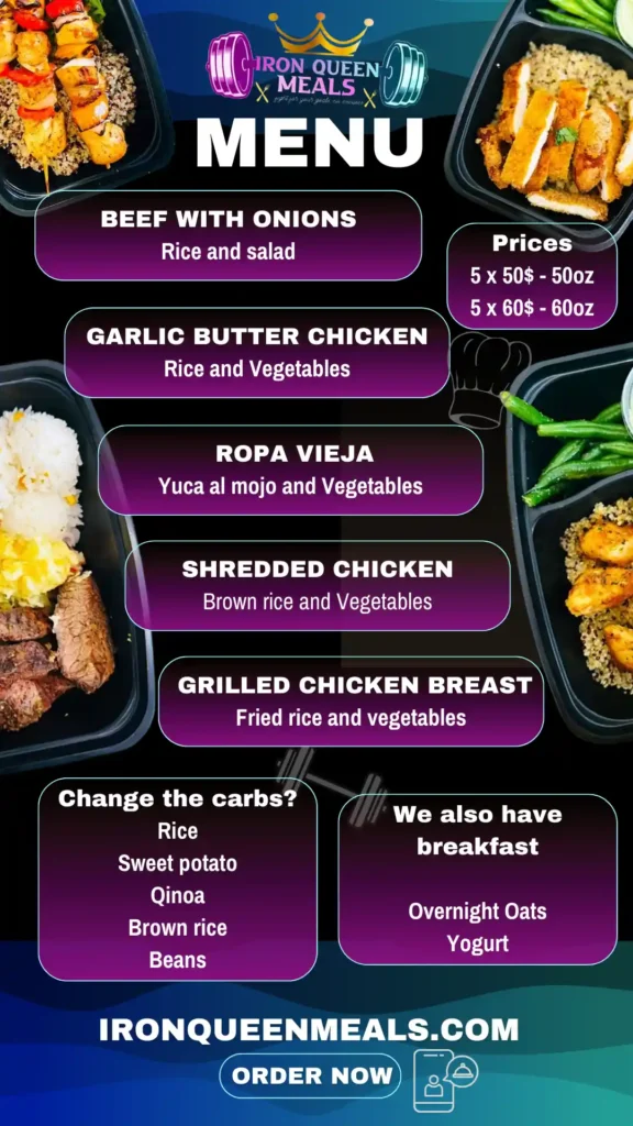 Healthy meals menu